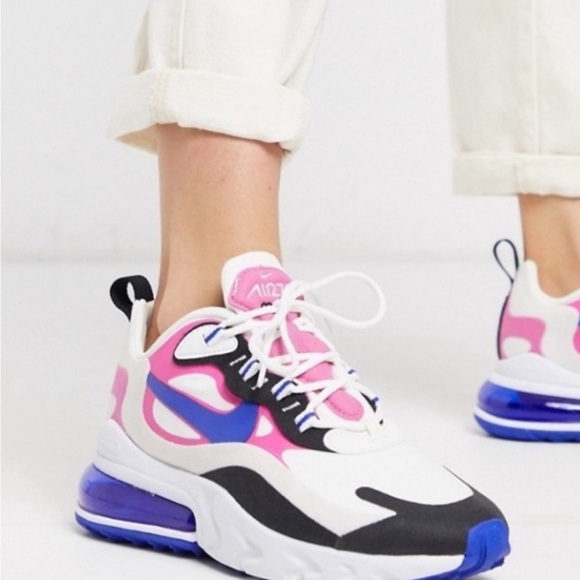 Nike Air 270 React white blue and pink size 7.5 - Picture 2 of 8
